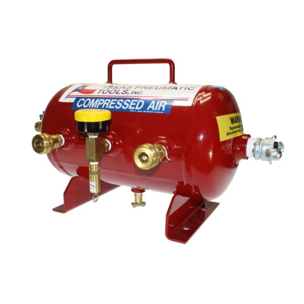 TX-3AMF-QC(3/8) Front View of Air Manifold with 2.5 Gallon, ASME Tank and Industrial Quick Connect Fittings